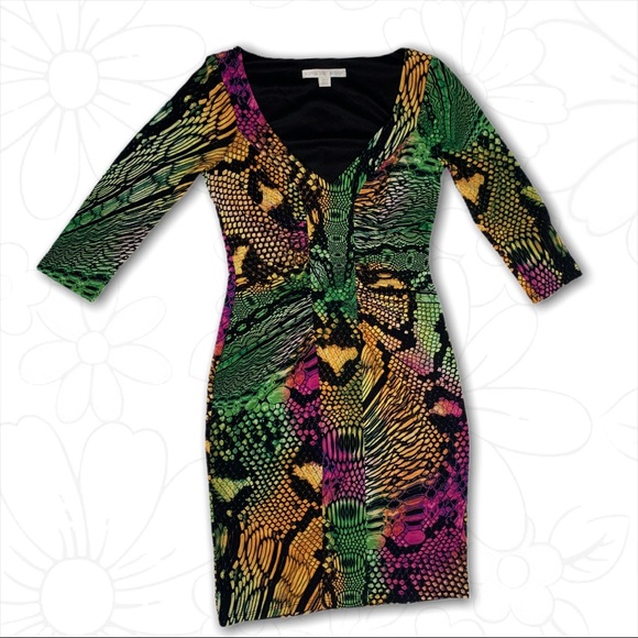 Boston Proper Reptile Print Bodycon Dress - Sz 2 - Picture 10 of 16